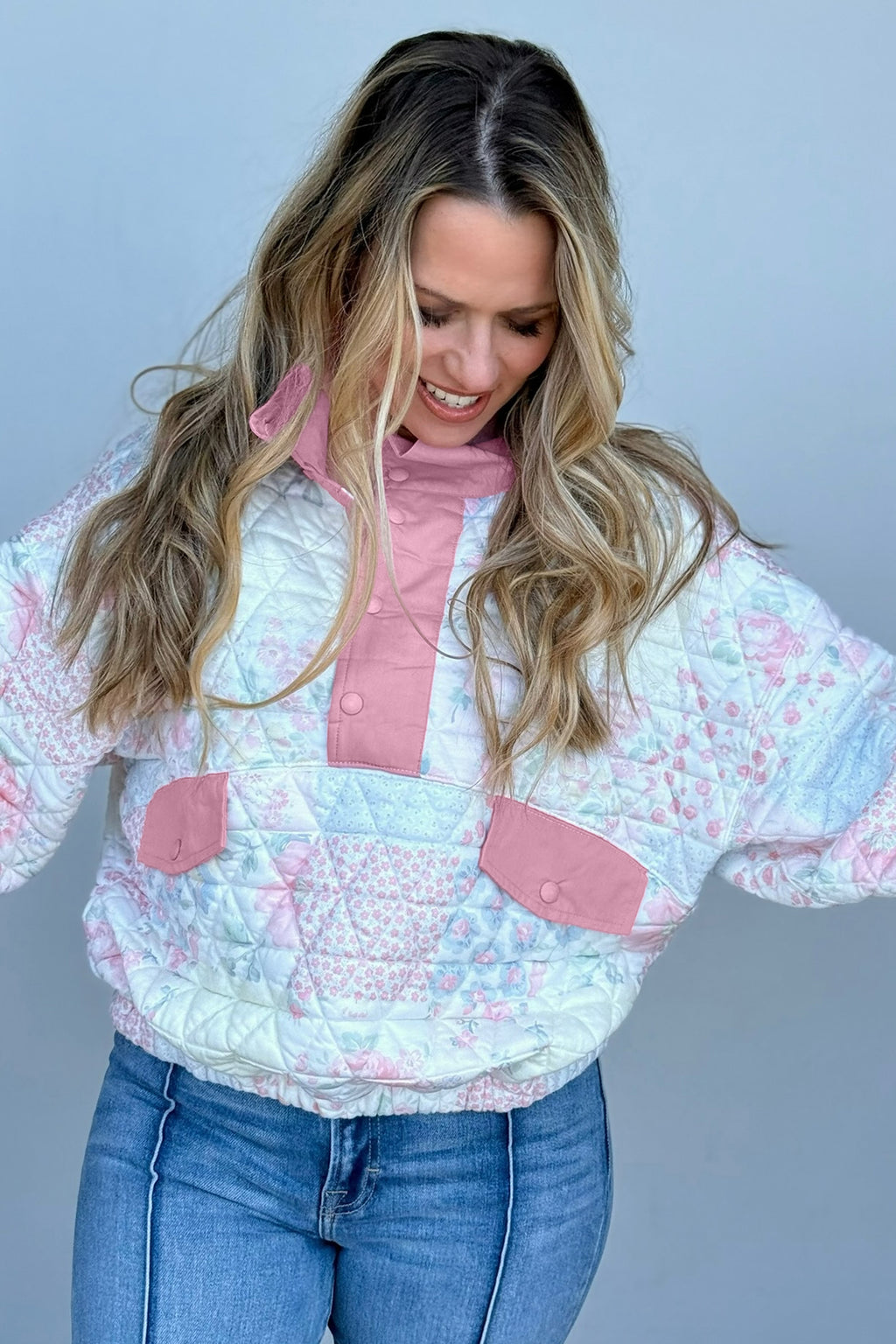 Blush & Cozy Quilted Sweatshirt