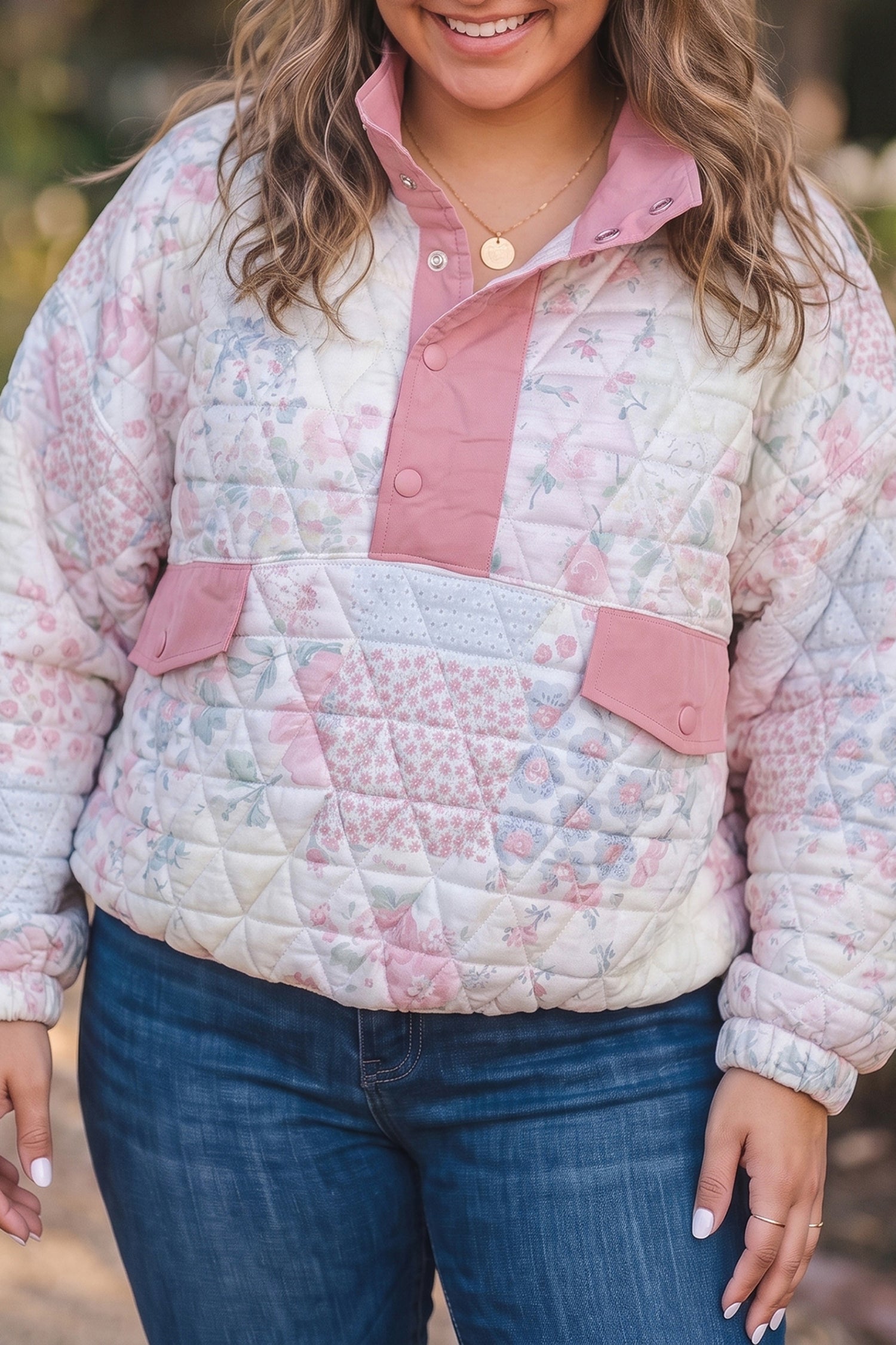 Blush & Cozy Quilted Sweatshirt