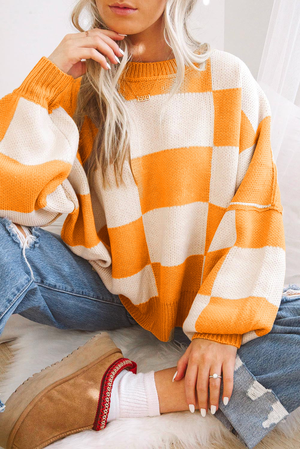 Cozy Checkered Oversized Sweater