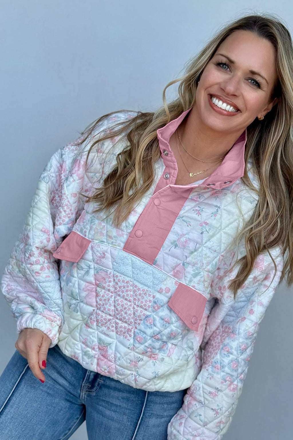 Blush & Cozy Quilted Sweatshirt
