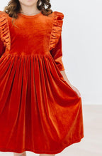 Autumn Ember Velvet Twirl Dress