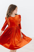 Autumn Ember Velvet Twirl Dress