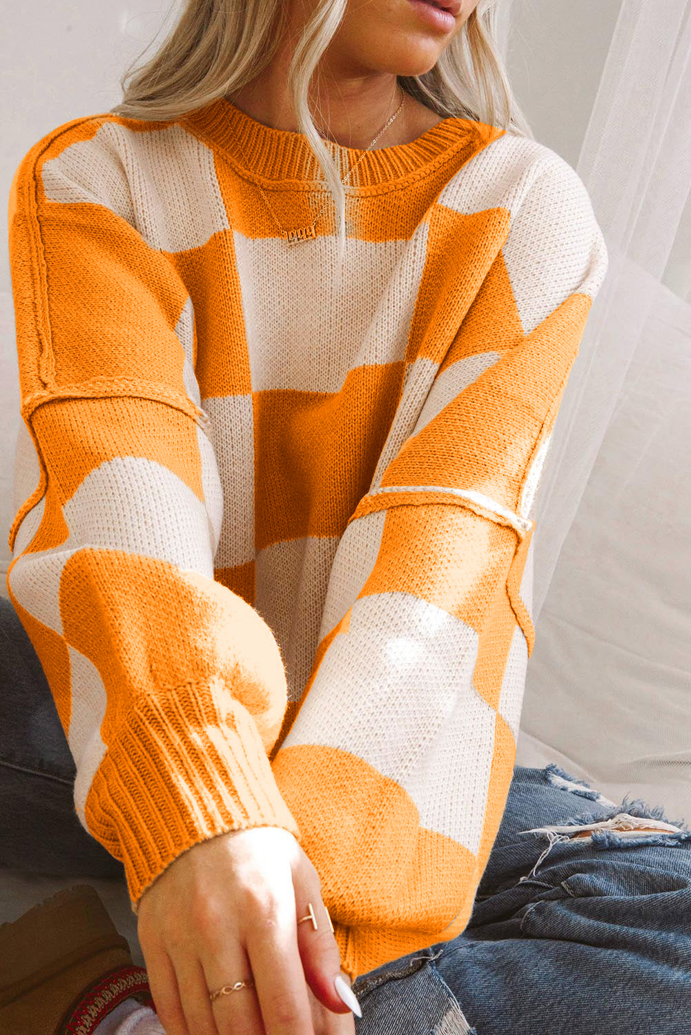 Cozy Checkered Oversized Sweater
