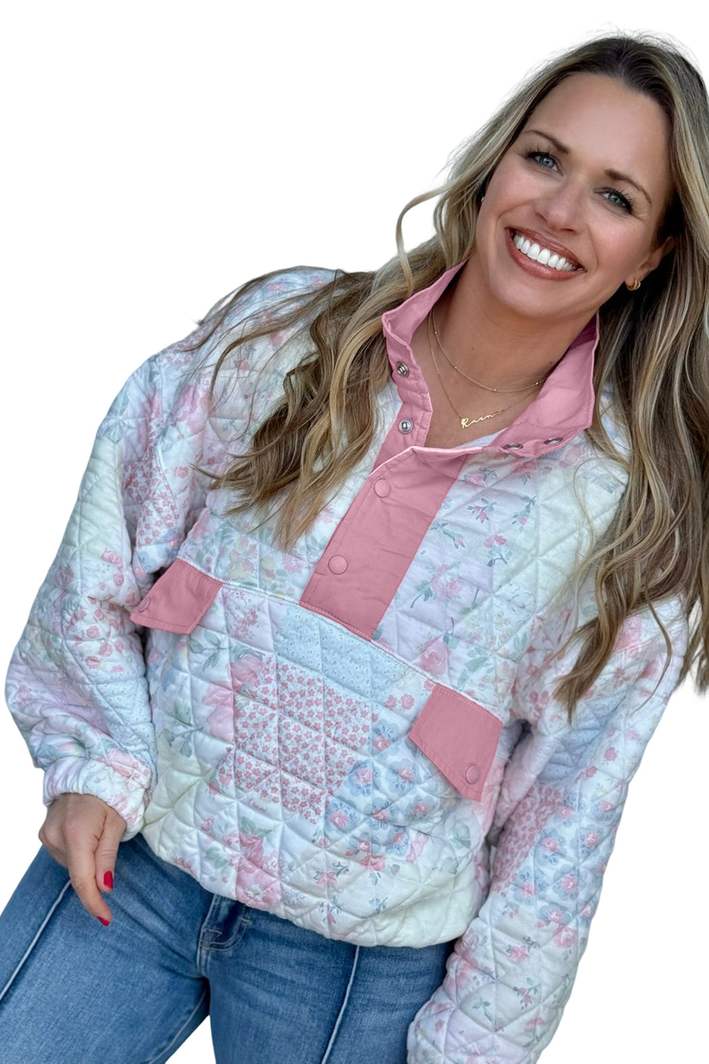 Blush & Cozy Quilted Sweatshirt