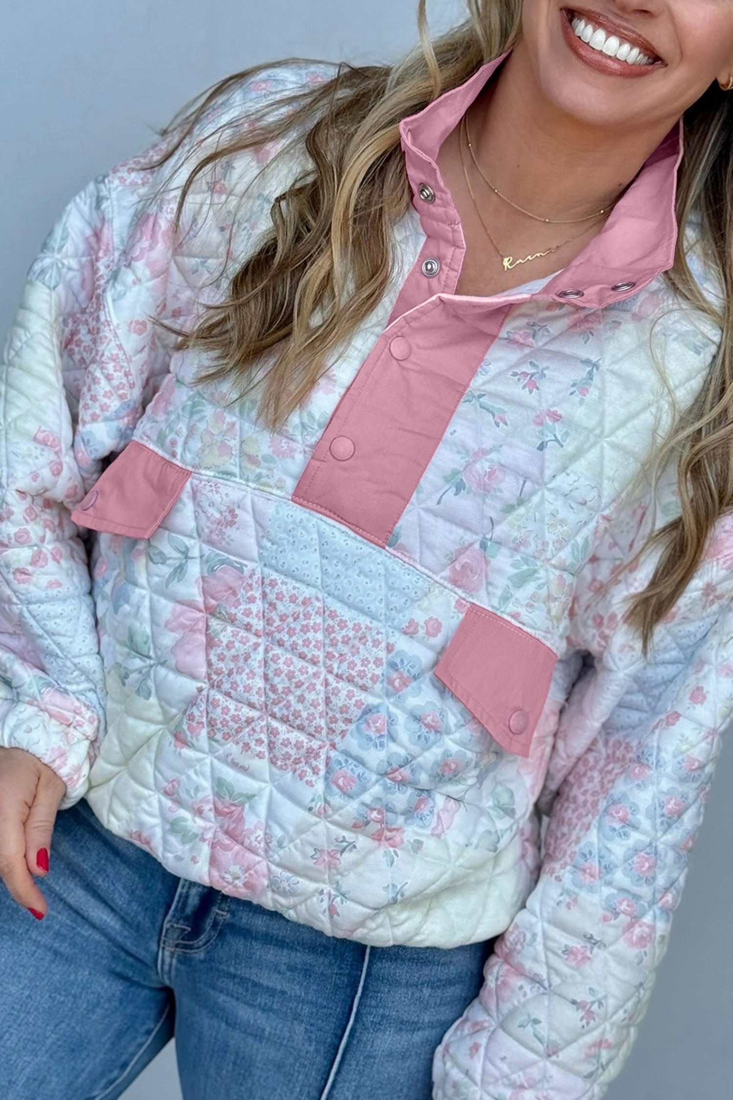 Blush & Cozy Quilted Sweatshirt